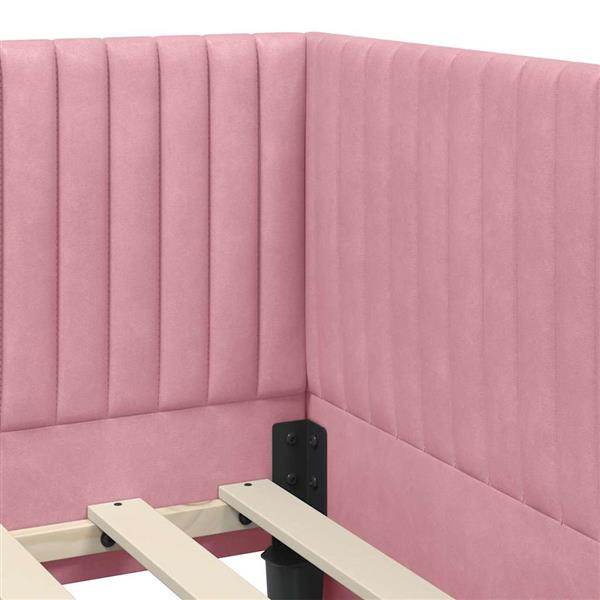 Grote foto vidaxl hoekbedframe met hoofdeinde roze 90 cm x 200 cm stof antiek en kunst stoelen en banken