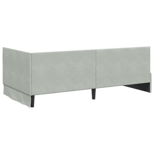 Grote foto vidaxl hoekbedframe met hoofdeinde lichtgrijs 90 x 200 cm fluweel antiek en kunst stoelen en banken