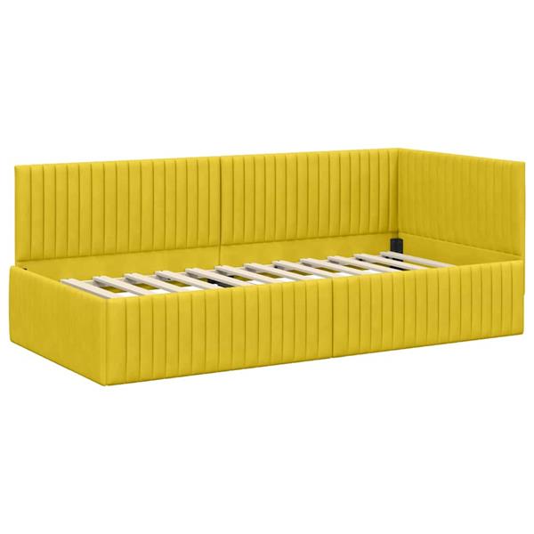 Grote foto vidaxl hoekbedframe met hoofdeinde geel 90 x 190 cm fluweel antiek en kunst stoelen en banken