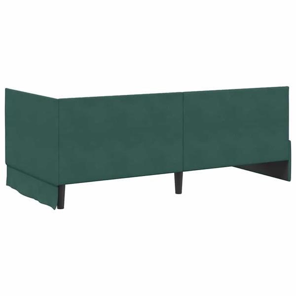 Grote foto vidaxl hoekbedframe met hoofdeinde donkergroen 90 x 190 cm fluweel antiek en kunst stoelen en banken