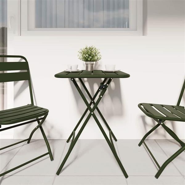 Grote foto vidaxl tuinstafel donkergroen 55 x 55 x 73 cm poedercoating staal tuin en terras tuinmeubelen