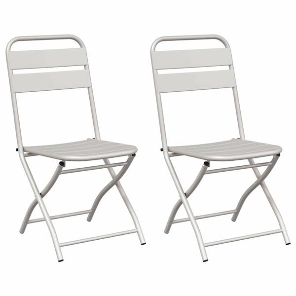 Grote foto vidaxl tuin opvouwbare stoel 2 pcs beige 55 x 56.5 x 91cm staal tuin en terras tuinmeubelen