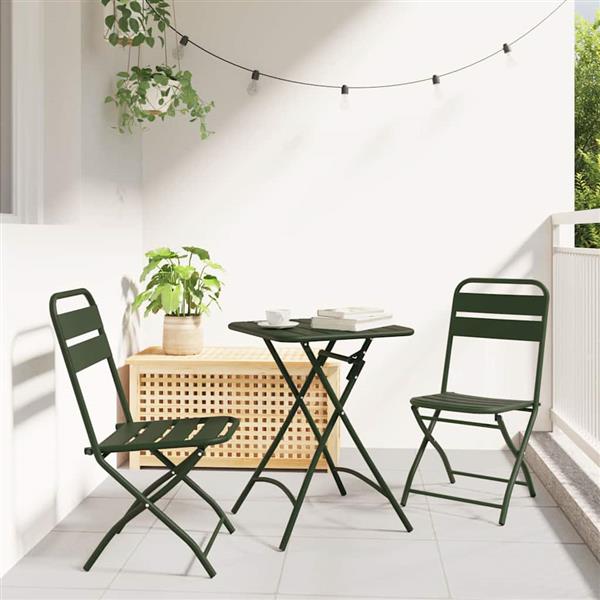 Grote foto vidaxl tuin opvouwbare stoel 2 pcs groen 55 x 56.5 x 91cm staal tuin en terras tuinmeubelen