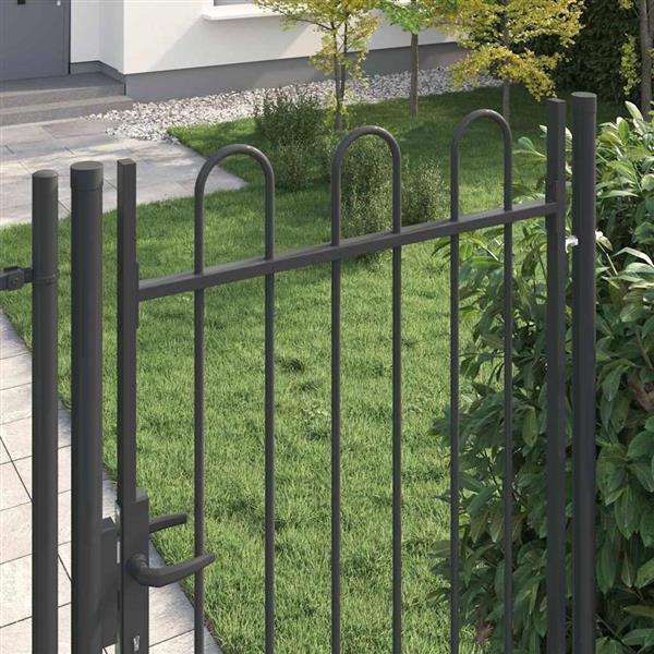 Grote foto vidaxl hekpoort grijs 100 x 200 cm poedercoated staal tuin en terras hekken en schuttingen