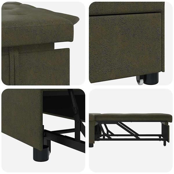 Grote foto vidaxl slaapbank leger groen 67 x 194 x 38 cm faux suede leer huis en inrichting bankstellen