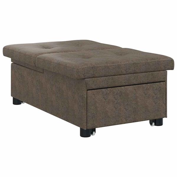 Grote foto vidaxl slaapbank donkergrijs 67 x 194 x 38 cm faux suede leer huis en inrichting bankstellen