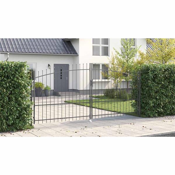Grote foto vidaxl tuinpoort met slot grijs 175 x 400 cm staal tuin en terras hekken en schuttingen