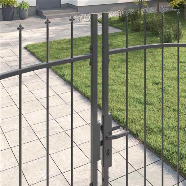 Grote foto vidaxl tuinpoort met slot grijs 175 x 400 cm staal tuin en terras hekken en schuttingen