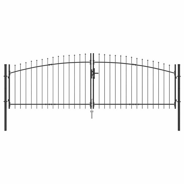 Grote foto vidaxl tuinpoort met slot grijs 125 x 400 cm staal tuin en terras hekken en schuttingen