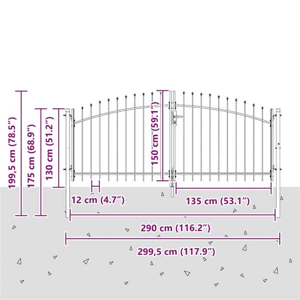 Grote foto vidaxl tuinpoort met slot grijs 150 x 300 cm staal tuin en terras hekken en schuttingen