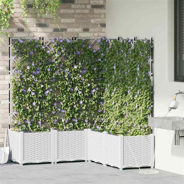 Grote foto vidaxl tuinplantbakken wit 120 x 120 x 142 cm staal tuin en terras overige tuin en terras