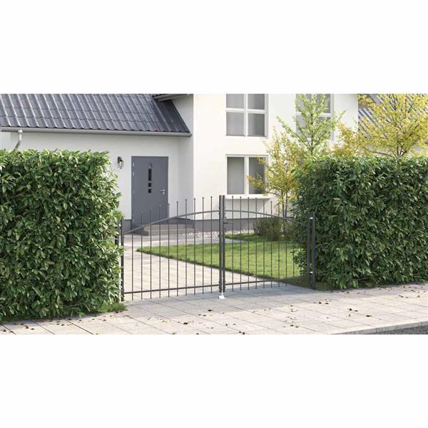 Grote foto vidaxl tuinpoort met slot grijs 125 x 300 cm staal tuin en terras hekken en schuttingen