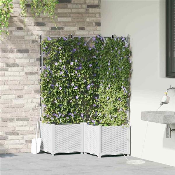 Grote foto vidaxl tuinplantbakken wit 80 x 80 x 142 cm staal tuin en terras overige tuin en terras