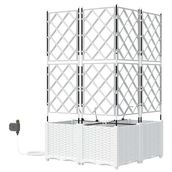 Grote foto vidaxl tuinplantbakken wit 80 x 80 x 142 cm staal tuin en terras overige tuin en terras