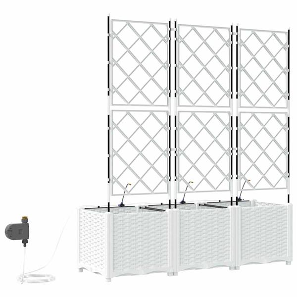 Grote foto vidaxl tuinplantbakken wit 120 x 40 x 142 cm staal tuin en terras overige tuin en terras