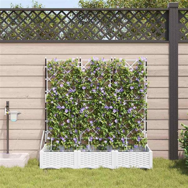 Grote foto vidaxl tuinplantbakken wit 120 x 40 x 126 cm staal tuin en terras overige tuin en terras