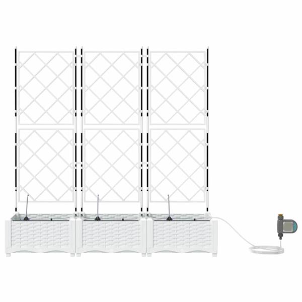 Grote foto vidaxl tuinplantbakken wit 120 x 40 x 126 cm staal tuin en terras overige tuin en terras