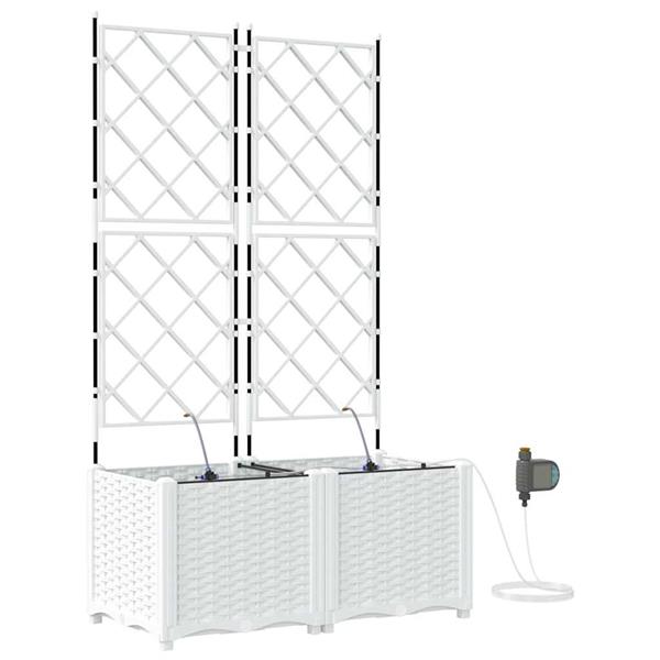 Grote foto vidaxl tuinplantbakken wit 80 x 40 x 142 cm staal tuin en terras overige tuin en terras