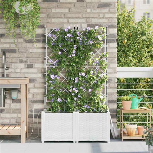 Grote foto vidaxl tuinplantbakken wit 80 x 40 x 142 cm staal tuin en terras overige tuin en terras