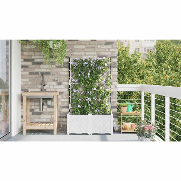 Grote foto vidaxl tuinplantbakken wit 80 x 40 x 142 cm staal tuin en terras overige tuin en terras