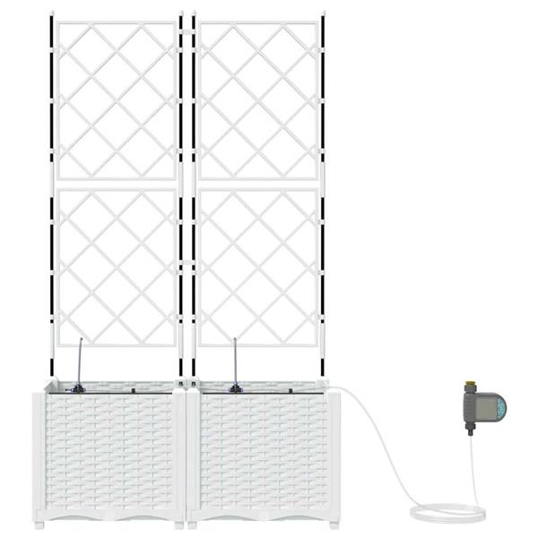 Grote foto vidaxl tuinplantbakken wit 80 x 40 x 142 cm staal tuin en terras overige tuin en terras