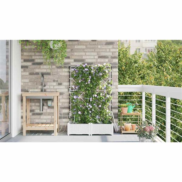 Grote foto vidaxl tuinplantbakken wit 80 x 40 x 126 cm staal tuin en terras overige tuin en terras