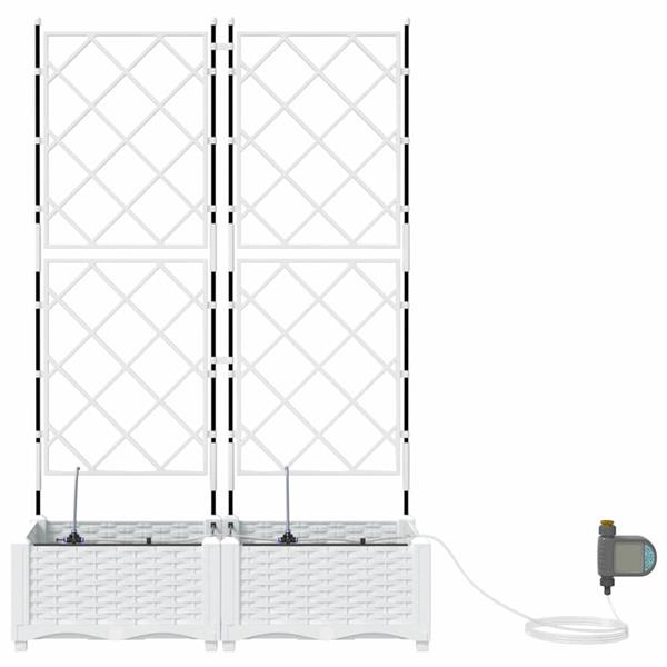 Grote foto vidaxl tuinplantbakken wit 80 x 40 x 126 cm staal tuin en terras overige tuin en terras