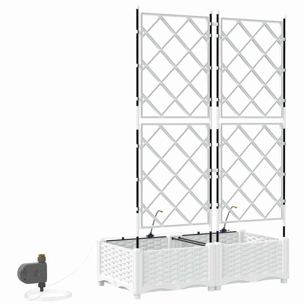 Grote foto vidaxl tuinplantbakken wit 80 x 40 x 126 cm staal tuin en terras overige tuin en terras