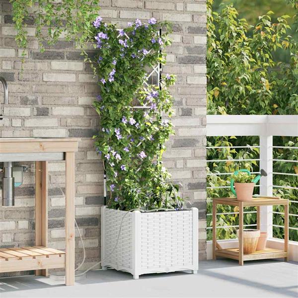 Grote foto vidaxl tuinplantbakken wit 40 x 40 x 142 cm staal tuin en terras overige tuin en terras