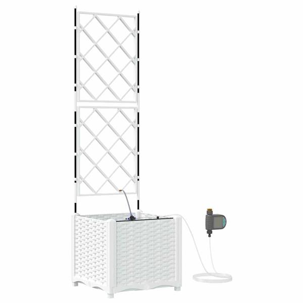 Grote foto vidaxl tuinplantbakken wit 40 x 40 x 142 cm staal tuin en terras overige tuin en terras