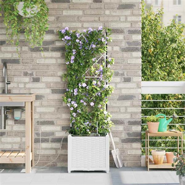 Grote foto vidaxl tuinplantbakken wit 40 x 40 x 142 cm staal tuin en terras overige tuin en terras