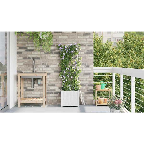 Grote foto vidaxl tuinplantbakken wit 40 x 40 x 142 cm staal tuin en terras overige tuin en terras