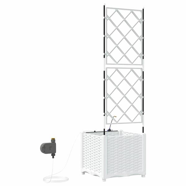 Grote foto vidaxl tuinplantbakken wit 40 x 40 x 142 cm staal tuin en terras overige tuin en terras
