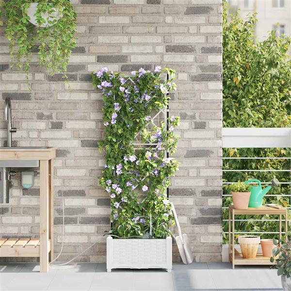 Grote foto vidaxl tuinplantbakken wit 40 x 40 x 126 cm staal tuin en terras overige tuin en terras