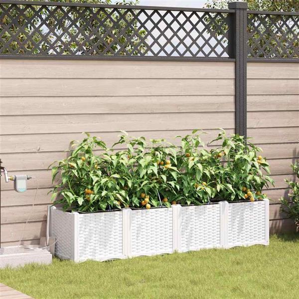 Grote foto vidaxl tuinplantbakken wit 160 x 40 x 37.5 cm staal tuin en terras overige tuin en terras