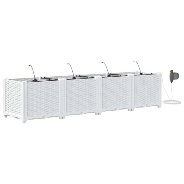 Grote foto vidaxl tuinplantbakken wit 160 x 40 x 37.5 cm staal tuin en terras overige tuin en terras