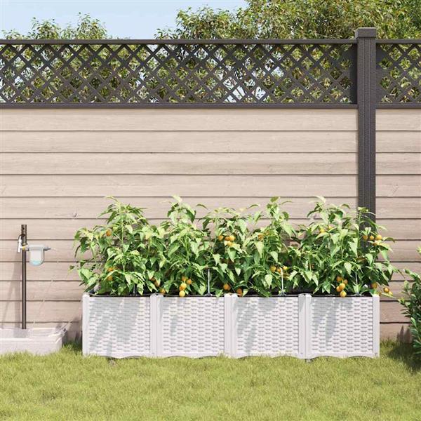 Grote foto vidaxl tuinplantbakken wit 160 x 40 x 37.5 cm staal tuin en terras overige tuin en terras