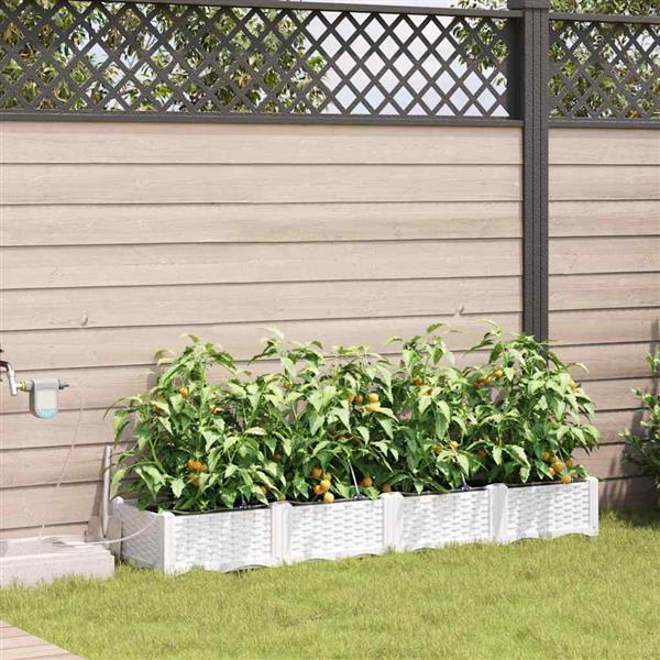 Grote foto vidaxl tuinplantbakken wit 160 x 40 x 22 cm staal tuin en terras overige tuin en terras