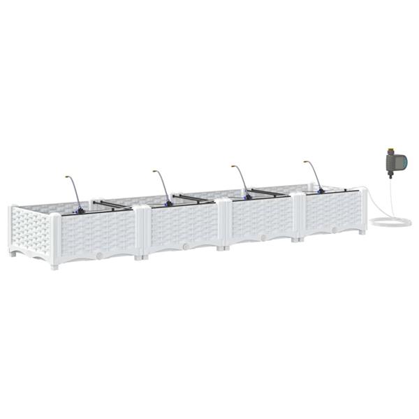 Grote foto vidaxl tuinplantbakken wit 160 x 40 x 22 cm staal tuin en terras overige tuin en terras