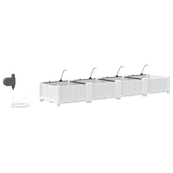 Grote foto vidaxl tuinplantbakken wit 160 x 40 x 22 cm staal tuin en terras overige tuin en terras