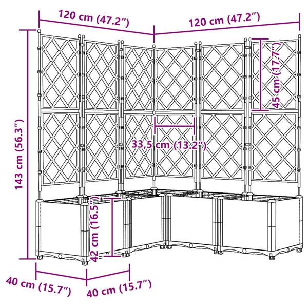 Grote foto vidaxl tuindruppel met trellis 5 pcs wit 120 x 120 x 143 cm pp tuin en terras overige tuin en terras