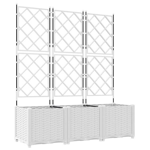 Grote foto vidaxl tuindruppel met trellis 3 pcs wit 120 x 40 x 143 cm pp tuin en terras overige tuin en terras