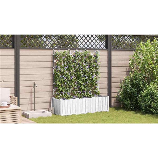 Grote foto vidaxl tuindruppel met trellis 3 pcs wit 120 x 40 x 143 cm pp tuin en terras overige tuin en terras