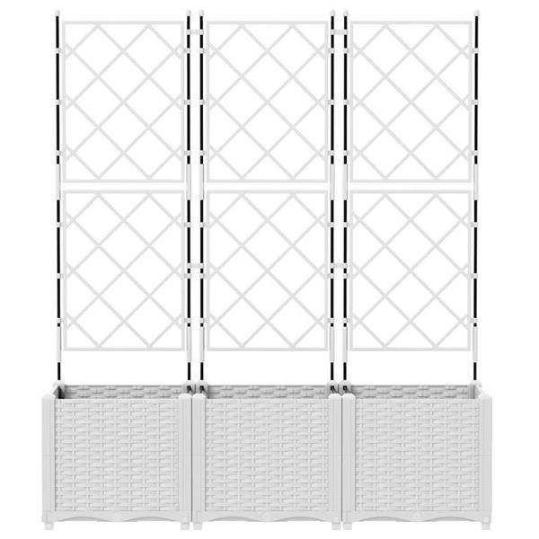 Grote foto vidaxl tuindruppel met trellis 3 pcs wit 120 x 40 x 143 cm pp tuin en terras overige tuin en terras