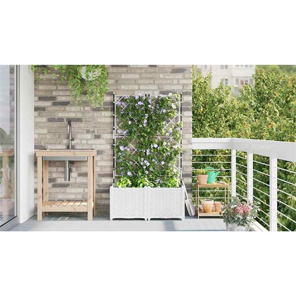 Grote foto vidaxl tuindruppel met trellis 2 pcs wit 80 x 40 x 143 cm pp tuin en terras overige tuin en terras