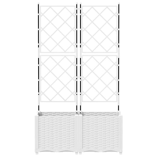 Grote foto vidaxl tuindruppel met trellis 2 pcs wit 80 x 40 x 143 cm pp tuin en terras overige tuin en terras