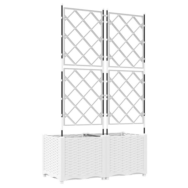 Grote foto vidaxl tuindruppel met trellis 2 pcs wit 80 x 40 x 143 cm pp tuin en terras overige tuin en terras