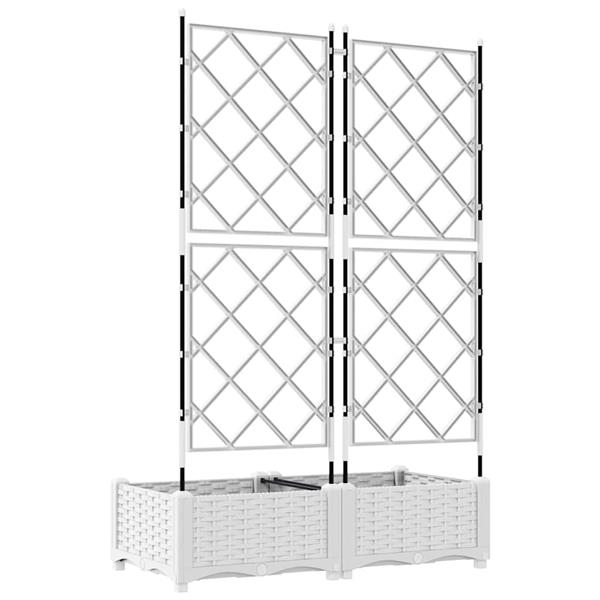 Grote foto vidaxl tuindruppel met trellis 2 pcs wit 80 x 40 x 125 5 cm pp tuin en terras overige tuin en terras