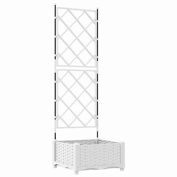 Grote foto vidaxl tuindruppel met trellis wit 40 x 40 x 125 5 cm pp tuin en terras overige tuin en terras