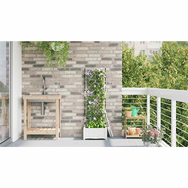 Grote foto vidaxl tuindruppel met trellis wit 40 x 40 x 125 5 cm pp tuin en terras overige tuin en terras
